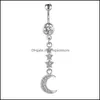 Body Arts Dangle Moon Star Ventre Barbells Femmes Bijoux Cubi Zircone Nombril Anneaux Pour Salon Et Piercing Fournitures Dro Topscissors Dhqyg