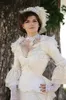 Vintage Victorian Mermaid Wedding Dress Long Sleeve Ruffle Gothic Wedding Gowns lace-up Corset Retro Ivory Bridal Dresses Black Color