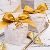 Gift Wrap 50pcs European Diamond Shape Candy Boxes Wedding Favors Bomboniere Paper Thanks Box Party Chocolate BoxGift