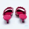 Pantoufles pointues pour femmes de créateurs, mules à la mode avec chaînes et talons hauts, chaussures de plein air, ressorts