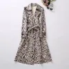 And Summer Women's European American 2022 New Long Sleeve Suit Collar Belt Leopard Print Fashionable Trench Coat