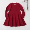 Flickans klänningar barn Baby Boys Girls Pure Color for Knit Spring Autumn Boy Girl Brother Sister Long Sleeve Sweatergirl's
