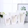 Çiçek ambalaj çantası temiz pencere trapezoid şekli taşınabilir hediye paketleme kutuları çiçek hediye kraft kağıt torbalar ev dekorasyon