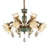 Pendant Lamps French Zinc Alloy Retro Chandelier European Living Room Lamp Luxurious Grand Garden Dining Bedroom Ceramic Crystal LampPendant