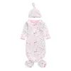 Pasgeboren baby slaapzak met hoed 2 stks Star Moon Unicorn Rainbow Butterfly Print Swaddle Wrap Knot Peuter Cartoon Slaap Sacks Fotografie Prop M4070