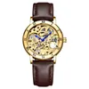 Relógios de pulso Moda Gold Gold Women's Mechanical Watch Roman Buzel Skeleton Hollow Hollo