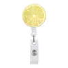 Office School Supplies Hot vendendo laranjas Lemon Kiwi Crachá de frutas com back clipe Certificado Capa Telescópica Fácil Pull Buckle Bilge Reel