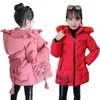 Big Size Thick Warm Winter Teenager Girls Jacket Heavy Long Style Hooded Windbreaker Jacket For Girl Children Christmas Gift J220718