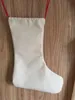 Sublimation blanc sac de bas de noël toile de jute lin Halloween noël personnalisé transfert de chaleur impression chaussettes à cordon