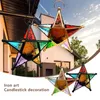Świece pięcioramienna gwiazda marokańska kutego żelaza szklana szklana wiatr Lantern Holder Garden Terrace Decor Home Decor Metal Craftscandle