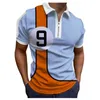 Summer 3D Stripe Print Polos Tshirts For Men Slim Fit Zipper Button Lapel Designer Short Sleeve Loose Casual Polo Shirts 3DPOLO1