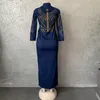 Vestidos casuais HOUSEOFSD alta qualidade manga longa vestido jeans feminino africano moda feminina com zíper miçangas maxi