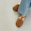 Sandaler Fashion Womens Shoes Stängt tå korskakor Summer klackar spännband med andning Kvinnlig beige lyxflickor