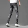 Boutique qualité hommes jean printemps et été mince Slim Fit petits pieds élastique loisirs tendance Double g broderie pantalon