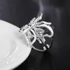 925 STERLING Silver Hollow Butterfly AAA Zirkon Yüzüğü Kadınlar Moda Düğün Nişan Partisi Hediye Tahkisi Takı