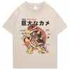 Japońska koszulka męska samurai żółw fajny unisex letni zabawny druk streetwear toptee europejski rozmiar mężczyzn 220411