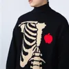 Kvinnor vintage stickad tröja Autumn Winter Pullover unisex y2k Harajuku Men överdimensionerad svart lös skelett anime tryck 220817