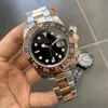 Mäns Klocka GMT Armbandsur 40mm Automatisk Mekanisk Pepsi Cola Keramisk Ring Blå Rostfritt Stålband Folding Buckle Watch Montre de Luxe Classic Luxury Klockor