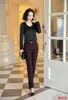 Women's Blouses & Shirts Fashion Two Piece Set Women Black & Long Sleeve Office Ladies Pant And Top SetsWomen's