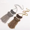 Hangende kettingen Losodo Europese en Amerikaanse retro overdrijvende carve patroon diamant tassel ketting etnische stijl all-match accessoiresspe