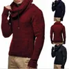 Men's Sweaters Men Drawstring Turtleneck Hem Irregular Knitted Sweater Mens Casual Slim Fit Large Size 3XL Pullover Pull HommeMen's