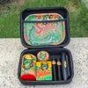 Tabak-Set mit 3 Mustern, tragbarer Rauchladen, inklusive Pfeife, Metallplatte, Kräutermühle, Rolle, Papierbong, Dab-Rig