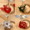 10st Filt Wine Cup Glass Ring Card Christmas Home Decoration Table Xmas Year Eve Party Decoration Supplies Navidad Noel 220815