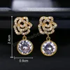 Chic Rose Gold Color Zirconia Dangle Earrings For Women Romantic Bridal Wedding Accessories Jewelry Bridesmaid Gift