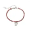 Bracelet géométrique tridimensionnel Simple pour femmes, pendentif de tempérament, petit papillon, pompon, Inte22