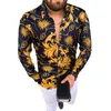 Мужские футболки Поло, мужская рубашка, кнопки с цветочным принтом, летняя отворотная вершина для вечеринки для вечеринки модная пуговица мужчина мужская рубашка хлопка.