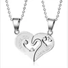 Crystal Slide Necklace For Women Men Fashion Lovers Necklaces & Pendants Stainless Steel Heart Shape Pendant For Couple CN-022284G