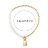 Vintage Einfache Imitation Perle Halskette Dame Boho 2022 Mode Goldene Metall Perlen Halsketten Mädchen Anhänger Schmuck Geschenk