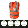 Men's Vests High Visibility Zipper Vest Front Lightweight Safety Reflective Strips Top Protection Cloth Fluorescent Work Jacket Guin22