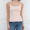 Sweet Girl Lace Ribbed Tank Top Women Summer Sexy Sleeveless Cotton Soft Camis Blouses Women Vintage Casual Crop Top Chic 220514