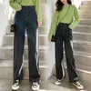 Kvinnors jeans gata hög midja traf byxor ljus färg bomull koreanska mode lösa jeans metall spänne brett ben y2k kvinnliga jeans 220526