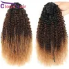 Honey Blonde Ombre Afro Kinky Curly Artiglio su capelli umani Coda di cavallo colorata 1B / 4/27 Ricci africani vergini brasiliani Clip nelle estensioni Parrucchino per donne nere