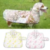 Hundkläder Regnrock med bogseringshål Hålstarkt slitsträckt tryck Rainy Days Tool TPU Clear Floral Print Pet for Teddydog
