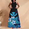 Noisydesigns Women Backless Dress Elegant Boho Hawaiian Floral Print Beach Dresses And Tunics Black Evening Robe Ete Vestito 220627