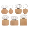 Porte-clés 25pcs Blanc Rond Rectangle Chaîne En Bois Porte-clés Pour Anneaux De Voiture Suspendus DIY Pendentifs Bois Coeur Porte-clés Bijoux MakingKeychains