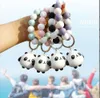 K68416 nouveau dessin animé mignon panda bracelet porte-clés PVC silicone perlé poignet ours poupée porte-clés