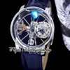 BZF Astronomia Tourbillon Orologio svizzero da uomo al quarzo Cassa in acciaio inossidabile 316L Sky Skeleton 3D Globe Dial non gira Marrone Lea265P