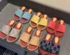 2022 Vrouwen Dubbele G Slide Sandaal Designer Multicolor Platform Slippers Bourgondië Mini Afdrukken Stof Rubberen Zool Schoenen MAAT 35-44