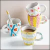 Mugs Drinkware Kitchen Dining Bar Home Garden High-Value Mug Drinking Water Cup Personality Creative Ceramic Coffee Hand Dhzwa
