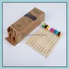 8 Couleurs Naturel Pur Bambou Brosse À Dents Portable Doux Protection De L'environnement Brosse Oral Nettoyage Soins Outil En Gros En Bois Rainbow Drop D