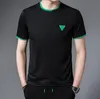 Men's T-Shirts European station simple short-sleeved t-shirt men's fashion trend loose elastic round neck bottoming shirt youth ins solid color half sleeve