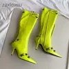 Zaxloveu wskazane palce u nogi kobiety śródbłonki Buty seksowne stałe kolory skórzane fałdy buty cienkie obcasy sztyletowe impreza cagole buty 220810