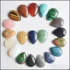 Sten lösa pärlor smycken naturliga 18x25mm vatten droppe opal roskvarts kristall tigrar ögon turkos cabochons platt rygg för halsbands ringör