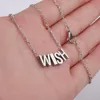 Pendant Necklaces 10pcs 45cm Mirror Polished Stainless Steel Lettered "wish" Beads Necklace Clavicle Chain JewelryPendant