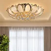 Amerika moderne kristallen plafondlampen armatuur Europese klassieke lotus bloem plafondlampen LED 3 wit licht dimbable diameter100 cm slaapkamer woonkamer lamp