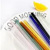 wholesale 7 8 colorful straight and bend glass drinking straws pipette ecofriendly baby milk juice reusable glass straw bar party F0526Q12